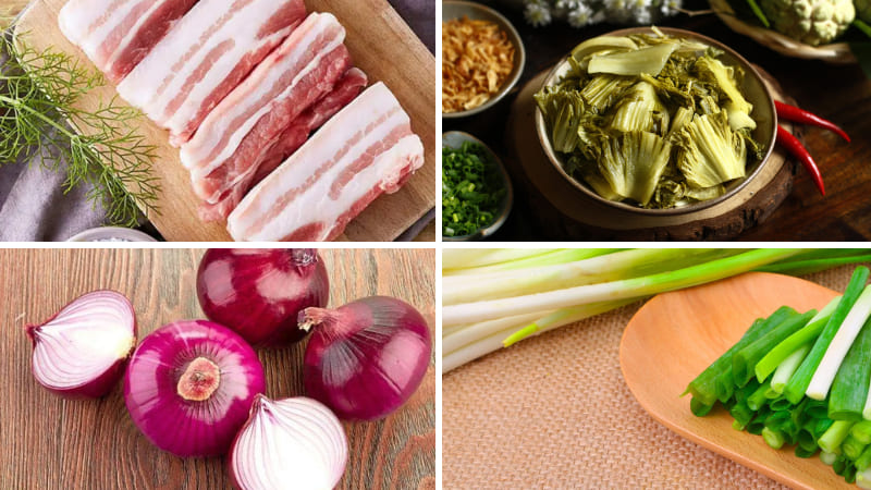 Nguyên liệu làm dưa chua rim tóp mỡ Nguyên liệu làm dưa chua rim tóp mỡ