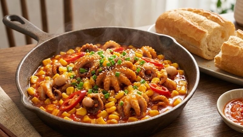 Thưởng thức bạch tuộc sốt bắp cay Thưởng thức bạch tuộc sốt bắp cay