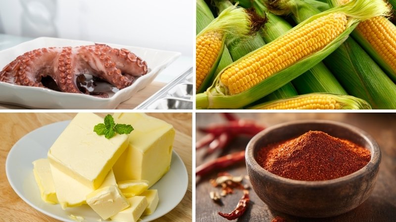 Nguyên liệu làm bạch tuộc sốt bắp cay Nguyên liệu làm bạch tuộc sốt bắp cay