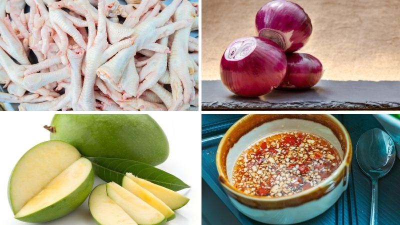 Nguyên liệu làm món gỏi chân gà rút xương