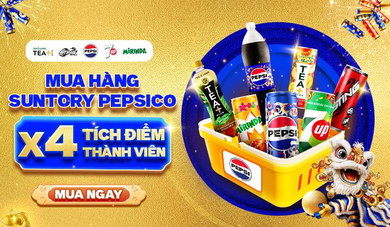 Mua nước ngọt Suntory Pepsico, X4 điểm tích lũy đón Tết