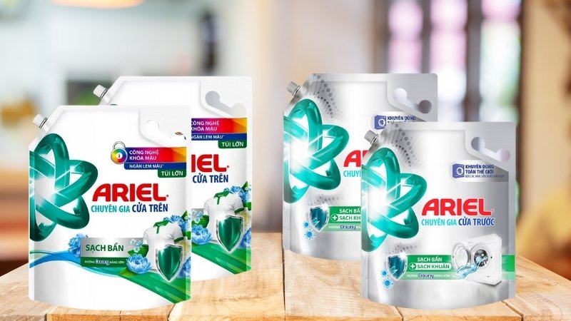 Ariel cửa trước hòa tan nhanh, làm sạch cực mạnh dù lượng nước trong lồng giặt rất thấp