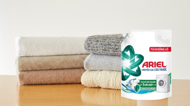 Chỉ cần dùng 1 nắp nước giặt Ariel chuyên gia cửa trước cho mẻ đồ từ 5 đến 7kg