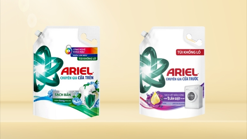 Nước giặt Ariel chuyên gia cửa trước ít bọt, giúp bảo vệ bảng mạch và động cơ máy giặt