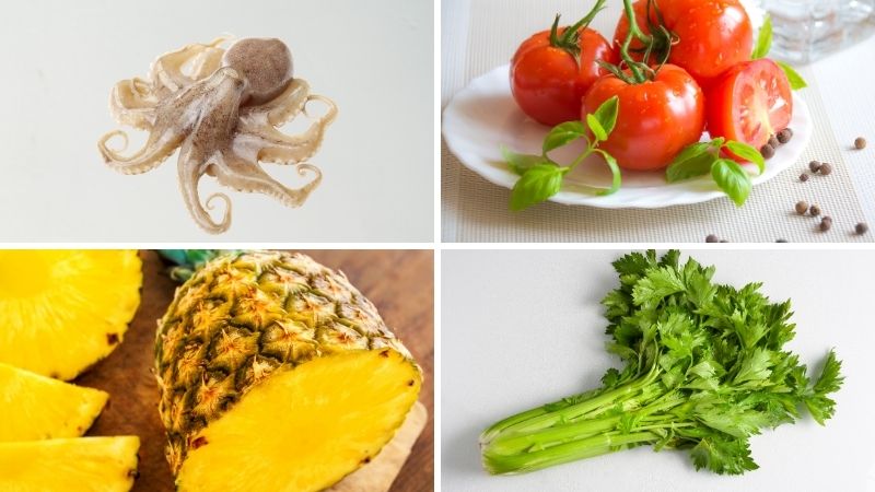 Nguyên liệu làm món bạch tuộc nấu ngót