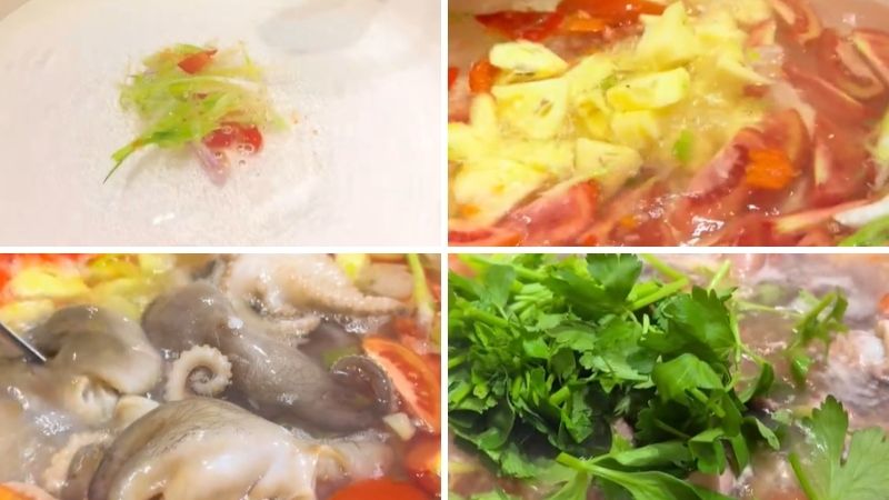 Bước 2: Nấu bạch tuộc