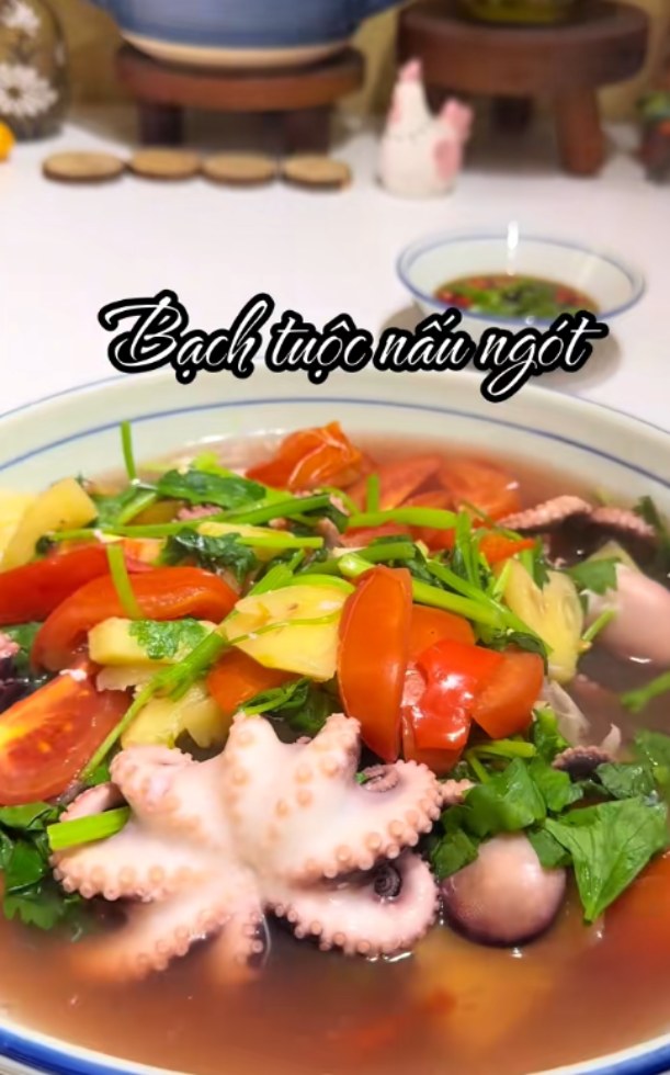 Cách nấu bạch tuộc nấu ngót chua ngọt, giòn sần sật thanh mát giải nhiệt