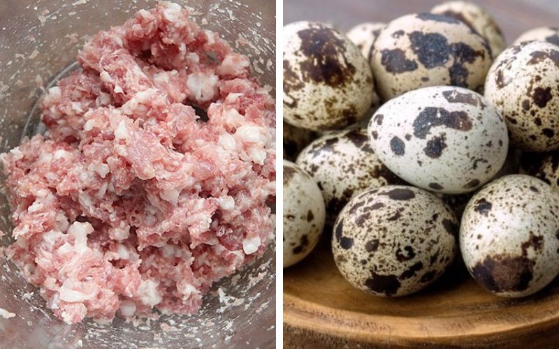 Nguyên liệu cần chuẩn bị cho món thịt băm xào trứng cút