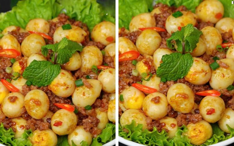 Thưởng thức thịt băm xào trứng cút khi còn nóng để cảm nhận trọn vị béo thơm