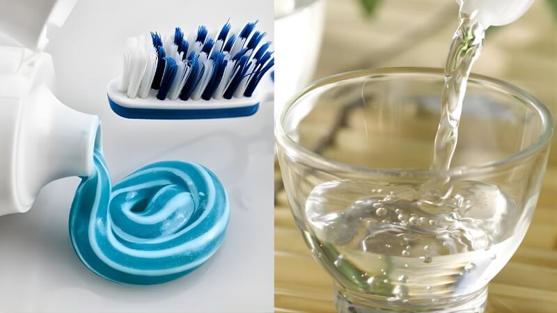 Làm sạch bằng hỗn hợp kem đánh răng – giấm – nước lọc