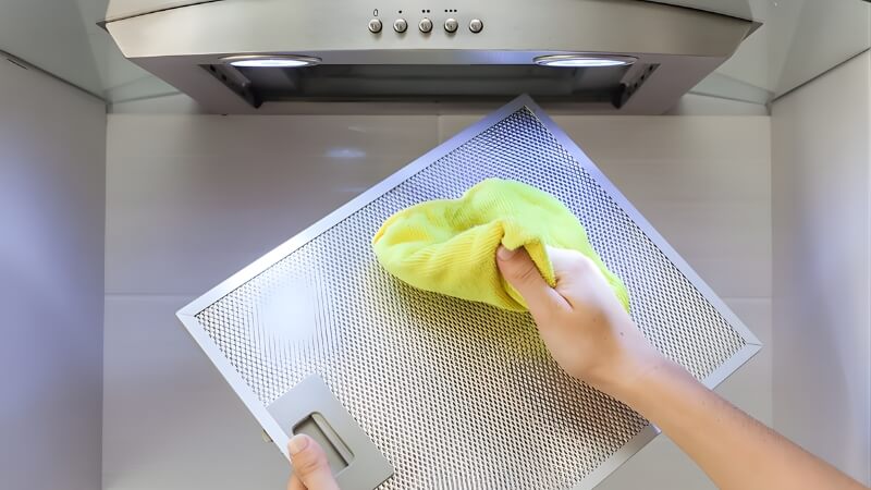 Làm sạch lưới lọc bằng giấy báo và lò vi sóng