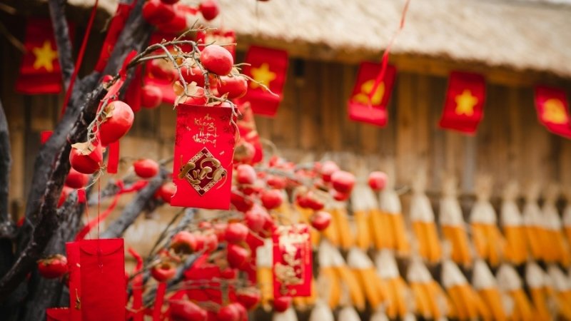 Hình nền đỏ ngày Tết chữ thư pháp 1