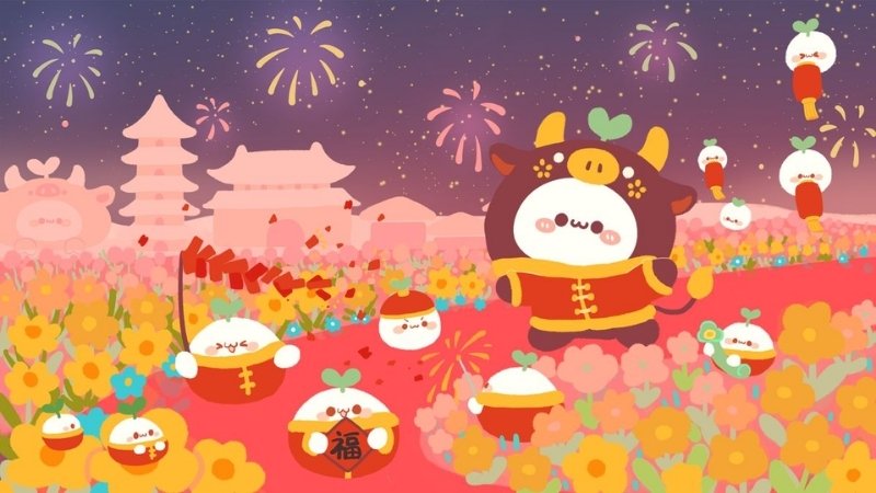 Hình nền đỏ ngày Tết linh vật 12 con giáp 8