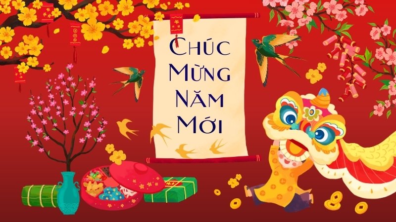 Hình nền đỏ ngày Tết hoa mai, hoa đào 8