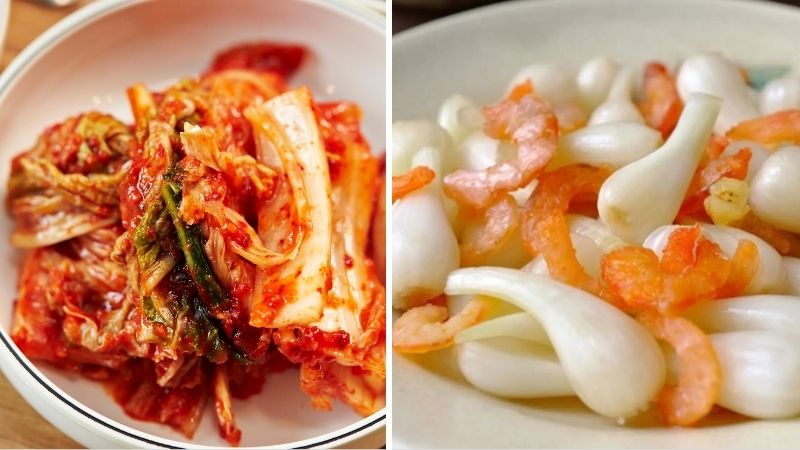 Kim chi hoặc củ kiệu tôm khô
