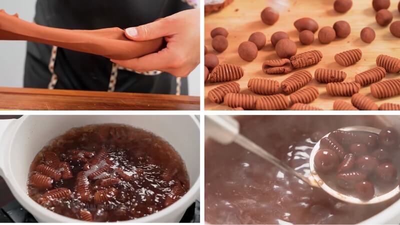 Tạo hình và luộc bột năng Tạo hình và luộc bột năng