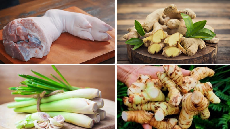 Nguyên liệu làm giò heo hấp giả cầy