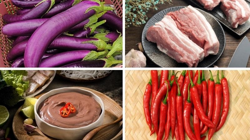 Nguyên liệu làm cà tím xào mắm ruốc