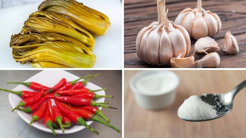 Nguyên liệu làm dưa chua tỏi ớt