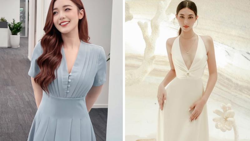 Váy cổ V xẻ sâu