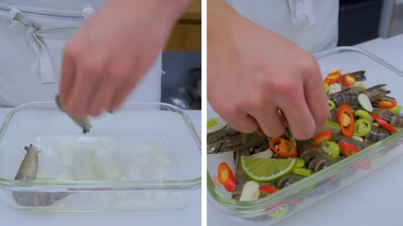 Xếp tôm và ngâm tương