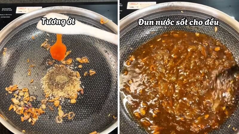 Chuẩn bị phần sốt trộn miến