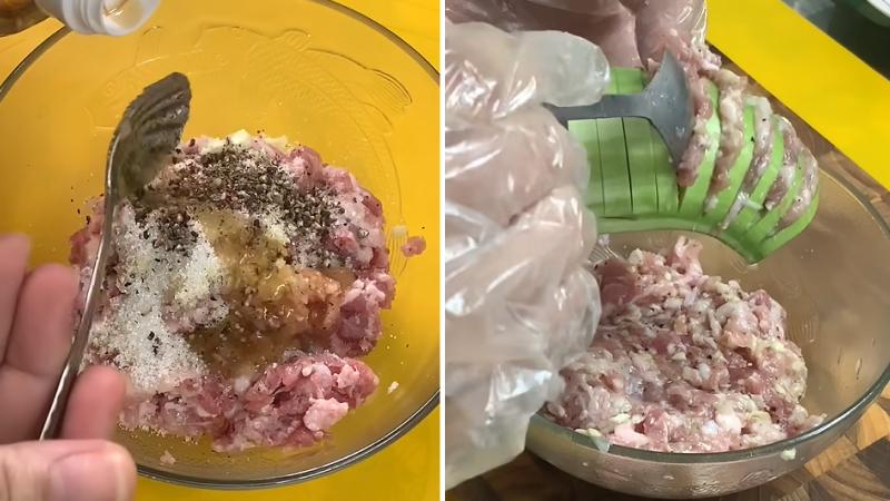 Ướp thịt và nhồi vào cà