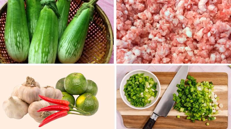Nguyên liệu làm món cà phổi nhồi thịt