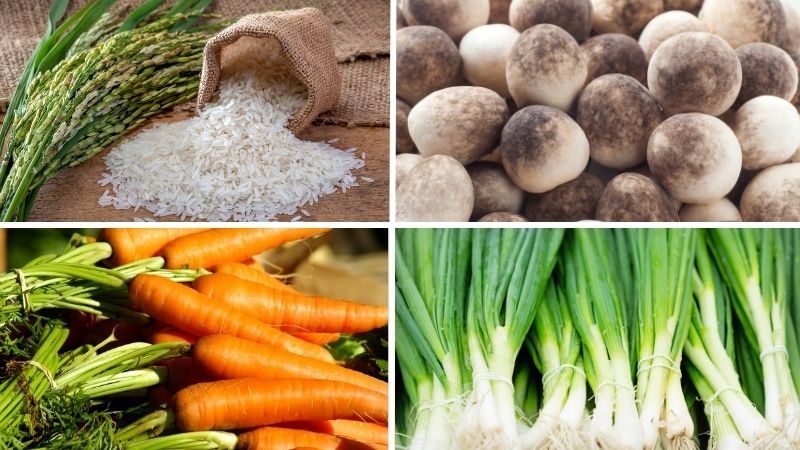 Nguyên liệu làm cháo nấm rơm thịt bằm