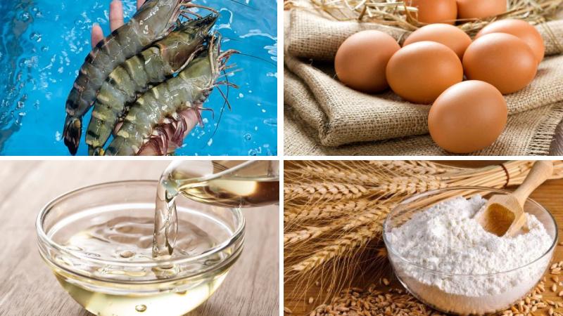 Nguyên liệu làm món tôm chiên tempura kiểu Nhật Nguyên liệu làm món tôm chiên tempura kiểu Nhật
