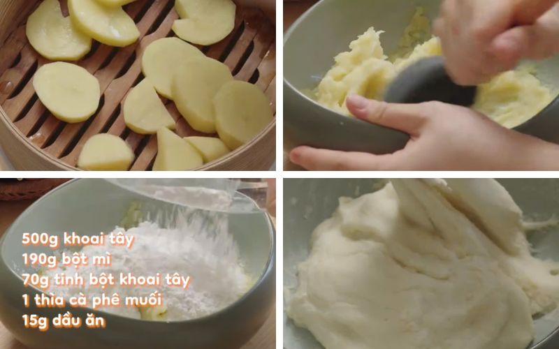 Nhào bột khi khoai còn ấm giúp bột dẻo mịn