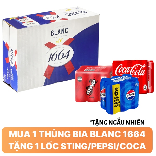Thùng 24 lon bia Blanc 1664 330ml