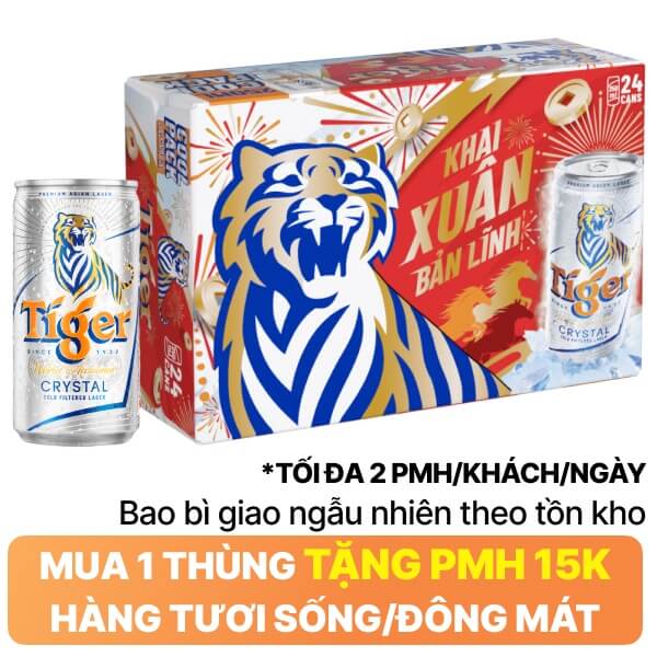 Thùng 24 lon bia Tiger Bạc 250ml