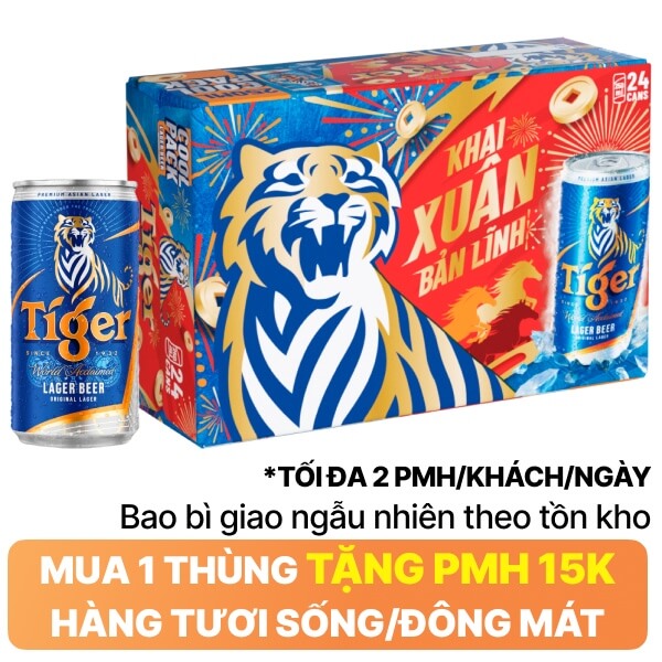Thùng 24 lon bia Tiger lon 250ml
