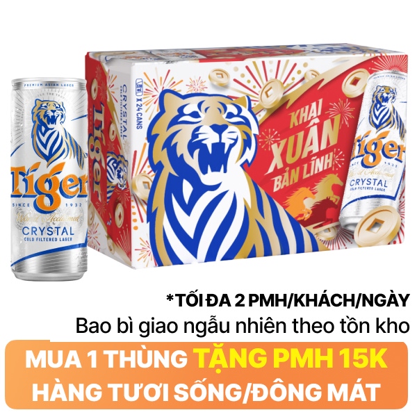 Thùng 24 lon bia Tiger Bạc 330ml