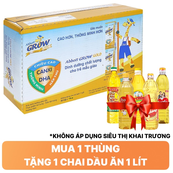 Thùng 48 hộp sữa Abbott Grow Gold vani 110ml