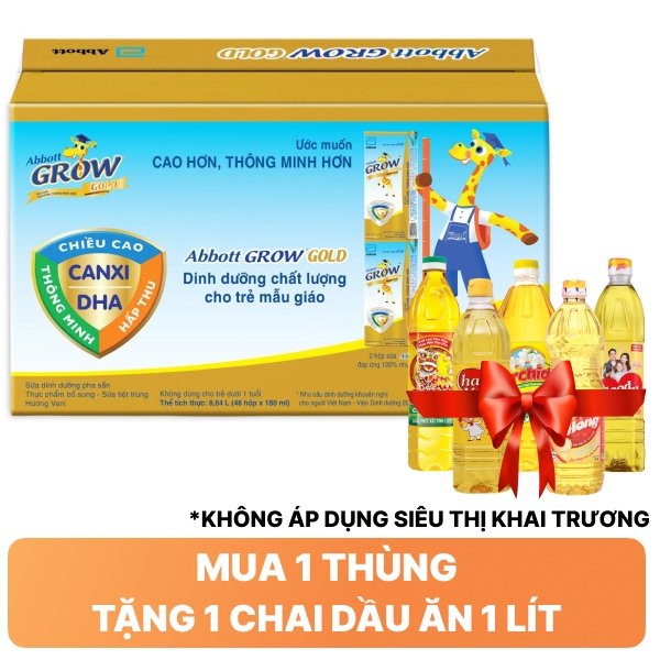 Thùng 48 hộp sữa Abbott Grow Gold vani 180ml
