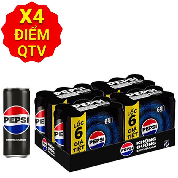 Thùng 24 lon nước ngọt Pepsi không calo 320ml