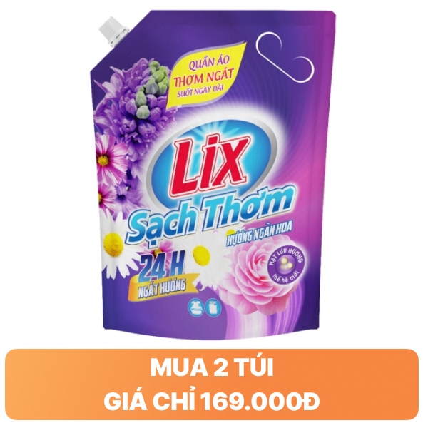 Nước giặt Lix sạch thơm ngàn hoa 3.2kg