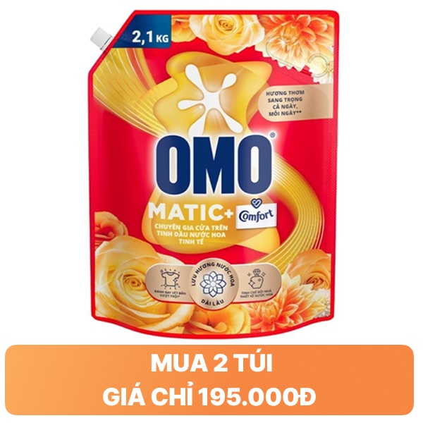 Nước giặt OMO Matic tinh dầu thơm 2.1kg