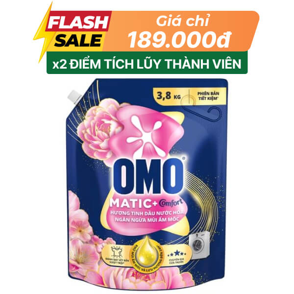 Nước giặt OMO Comfort ngăn mùi ẩm mốc 3.8kg