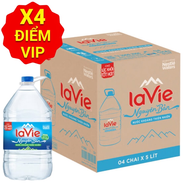 Thùng 4 bình nước khoáng La Vie 5 lít