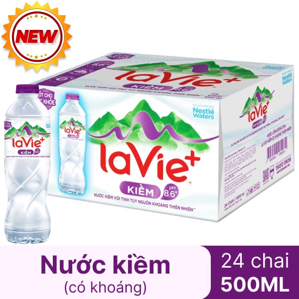 Thùng 24 chai nước kiềm có khoáng La Vie+ 500ml