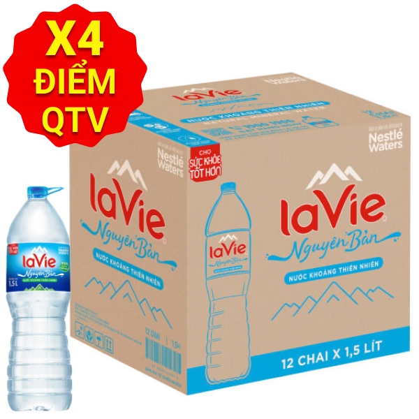 Thùng 12 chai nước khoáng La Vie 1.5 lít