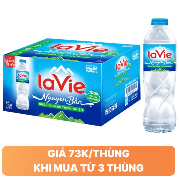 Thùng 24 chai nước khoáng La Vie 500ml