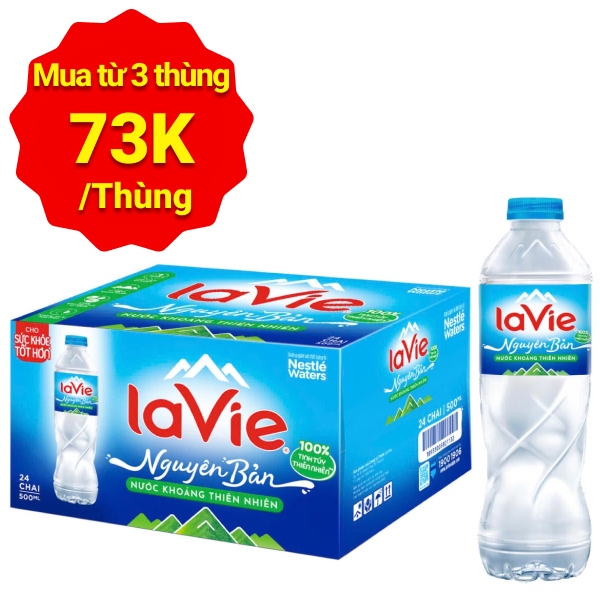 Thùng 24 chai nước khoáng La Vie 500ml