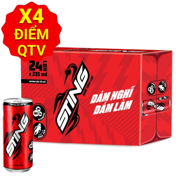 Thùng 24 lon nước tăng lực Sting dâu 235ml