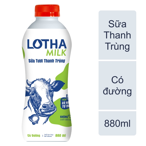 Sữa thanh trùng Lothamilk có đường 880ml