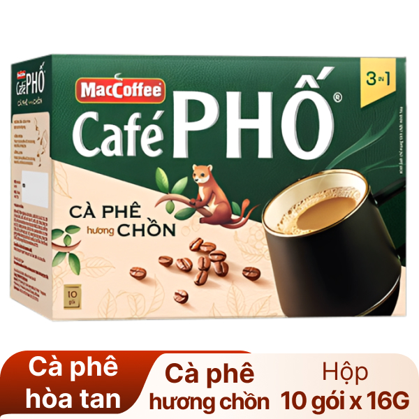 Cà phê MacCoffee Café Phố 3 in 1 hương chồn 160g