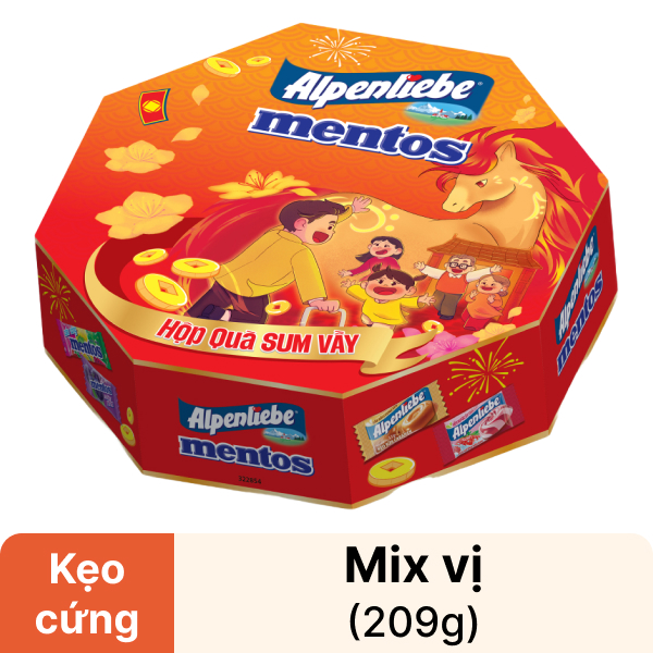 Hộp kẹo Alpenliebe và Mentos 209g